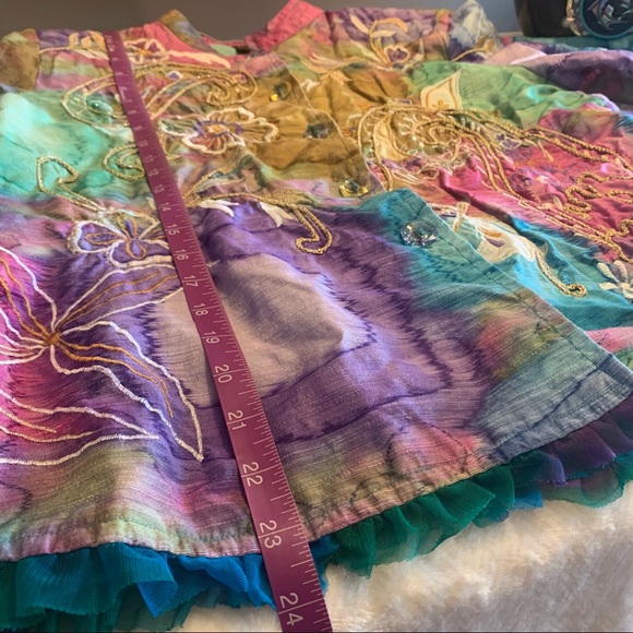 Work of art! Silky look Rainbow embellished Blazer sz large - Picture 6 of 6